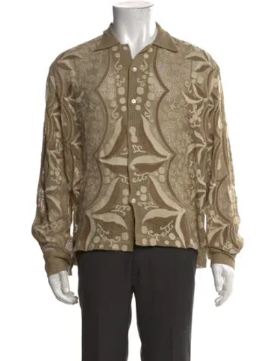 Pre-owned Bode Patterned Collar Pullover In Green