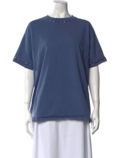Pre-owned Bode Patterned Crew Neck T-shirt In Blue