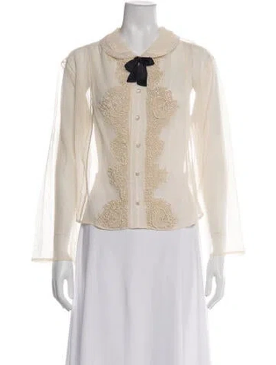 Pre-owned Bode Patterned Long Sleeve Blouse In Neutrals
