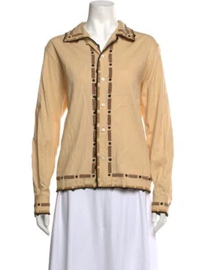 Pre-owned Bode Patterned Long Sleeve Button-up Top In Neutrals