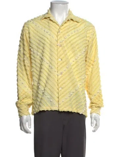 Pre-owned Bode Patterned Long Sleeve Dress Shirt In Yellow