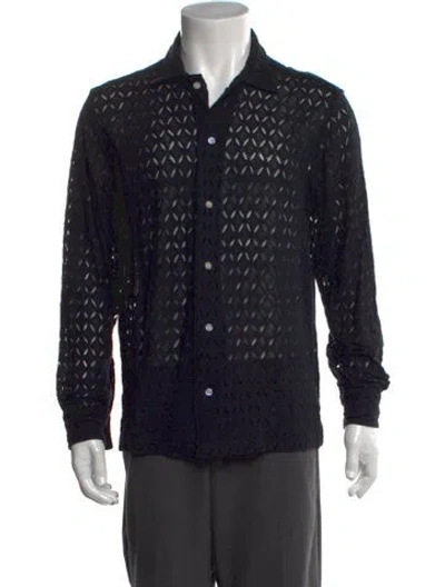 Pre-owned Bode Patterned Long Sleeve Shirt In Black