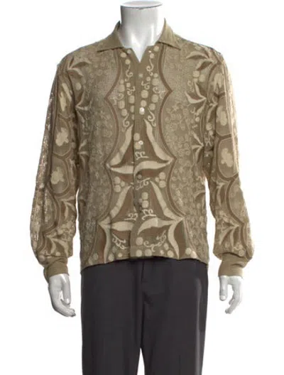 Pre-owned Bode Patterned Long Sleeve Shirt In Green