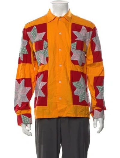 Pre-owned Bode Patterned Long Sleeve Shirt In Orange