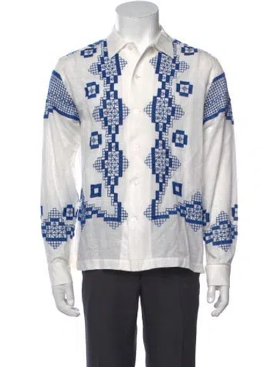 Pre-owned Bode Patterned Long Sleeve Shirt In White