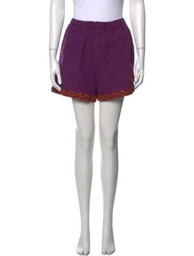 Pre-owned Bode Patterned Mini Shorts In Purple