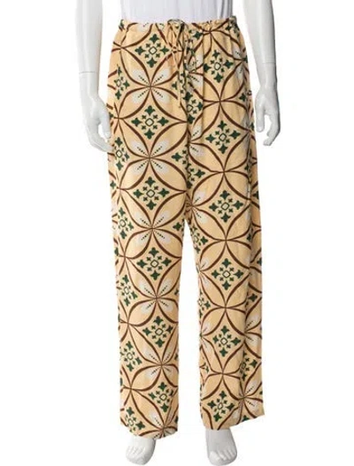 Pre-owned Bode Patterned Pajama Bottoms In Yellow