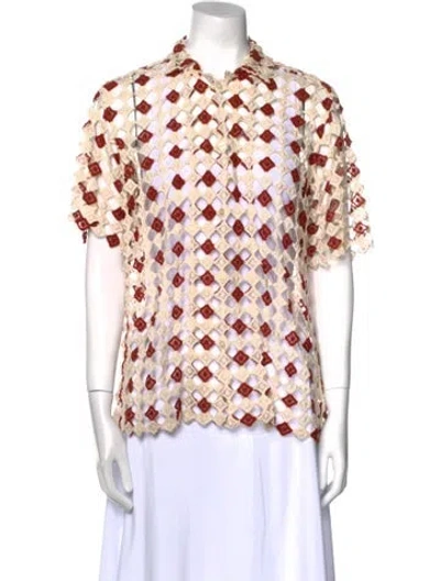 Pre-owned Bode Patterned Short Sleeve Blouse In Multi