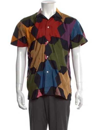 Pre-owned Bode Patterned Short Sleeve Shirt In Black