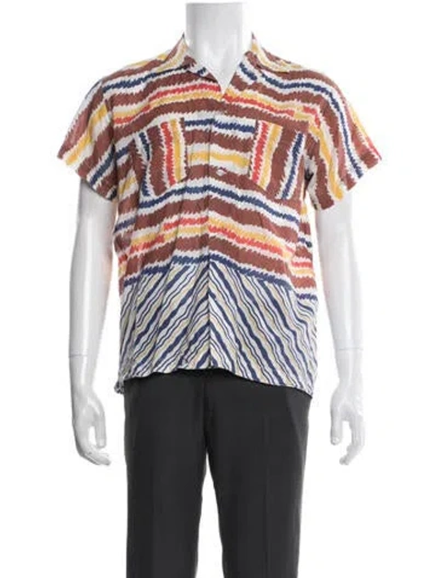 Pre-owned Bode Patterned Short Sleeve Shirt In Blue