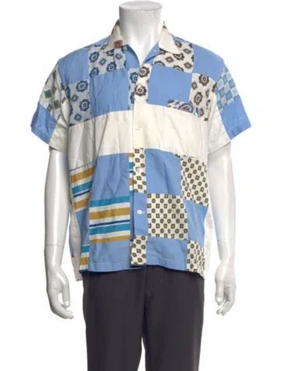 Pre-owned Bode Patterned Short Sleeve Shirt In Blue