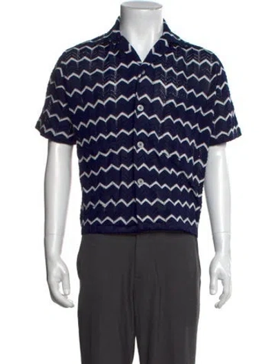 Pre-owned Bode Patterned Short Sleeve Shirt In Blue
