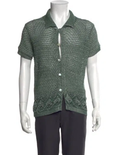 Pre-owned Bode Patterned Short Sleeve Shirt In Green