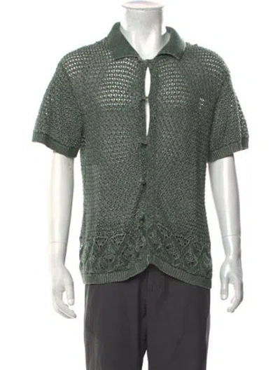 Pre-owned Bode Patterned Short Sleeve Shirt In Green