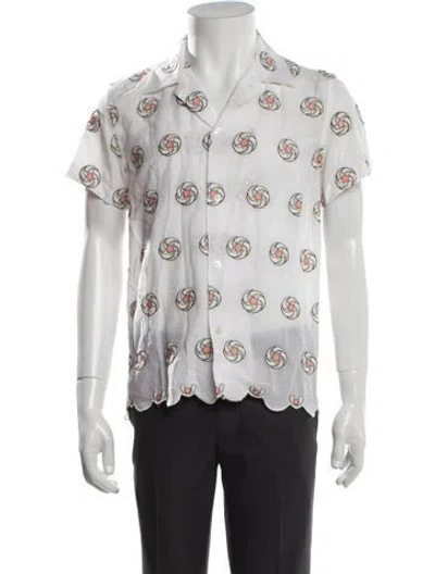 Pre-owned Bode Patterned Short Sleeve Shirt In White