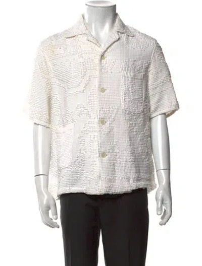 Pre-owned Bode Patterned Short Sleeve Shirt In White
