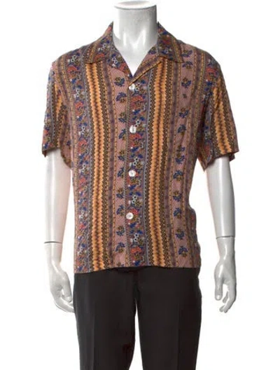 Pre-owned Bode Patterned Short Sleeve Shirt In Yellow