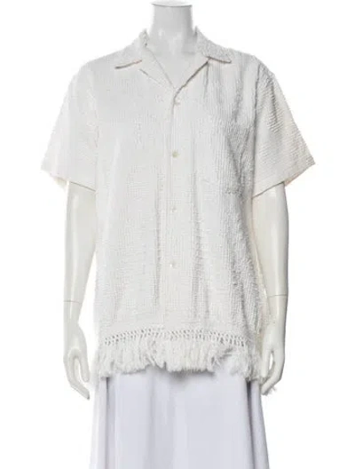 Pre-owned Bode Patterned Sleeveless Button-up Top In White