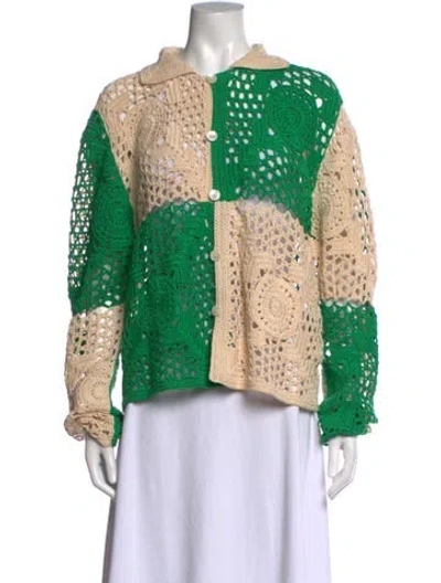 Pre-owned Bode Patterned Sweater In Green