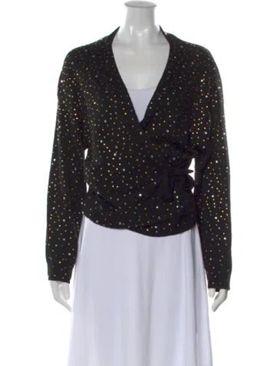 Pre-owned Bode Patterned V-neck Sweater In Black
