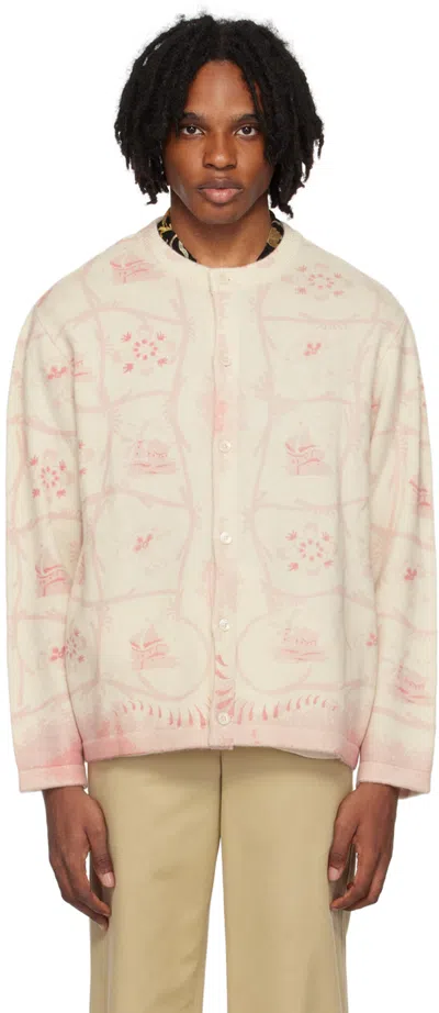 Bode Pink & Off-white Mill Cardigan In Pkcrm