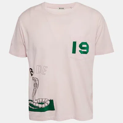 Bode Pink Printed Jersey Velvet Applique T-shirt