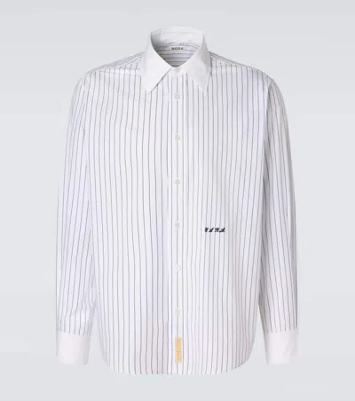 Bode Mens Cream Black Steamboat Striped Cotton-poplin Shirt In White