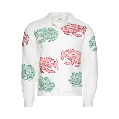 Pre-owned Bode Piscine Applique Long-sleeve Shirt 'white/multicolor' | Men's Size Xxl