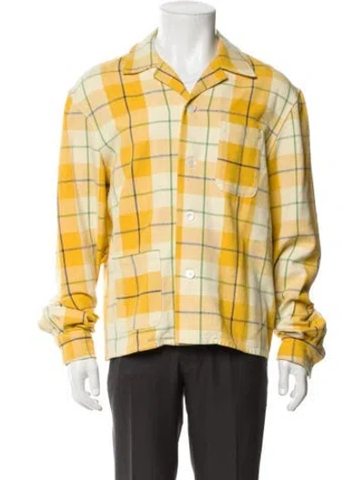 Pre-owned Bode Plaid Print Coat In Yellow