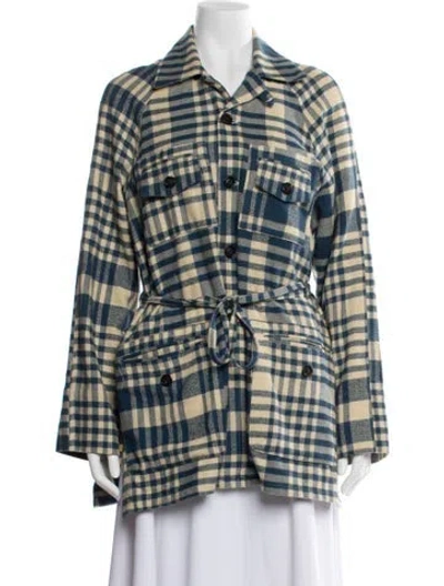Pre-owned Bode Plaid Print Jacket In Blue
