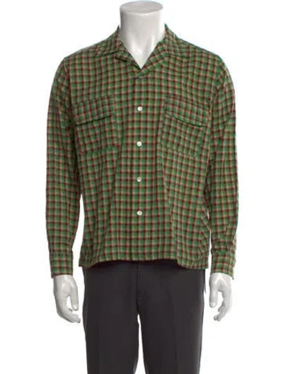 Pre-owned Bode Plaid Print Long Sleeve Shirt In Green