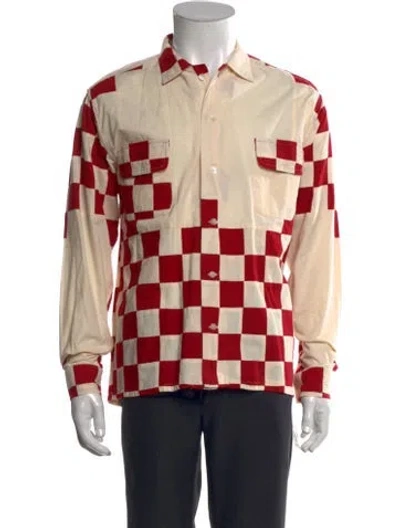 Pre-owned Bode Plaid Print Long Sleeve Shirt In Red