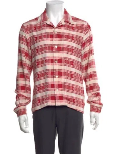 Pre-owned Bode Plaid Print Long Sleeve Shirt In Red