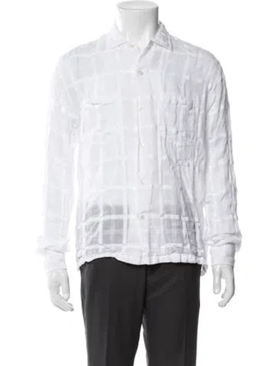 Pre-owned Bode Plaid Print Long Sleeve Shirt In White