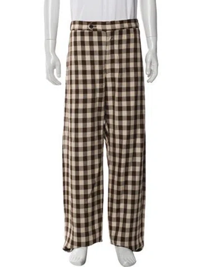 Pre-owned Bode Plaid Print Pants In Brown