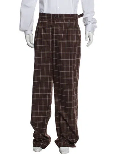 Pre-owned Bode Plaid Print Pants In Brown
