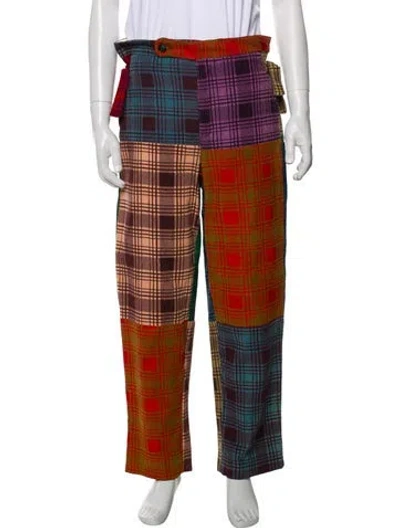 Pre-owned Bode Plaid Print Pants In Orange
