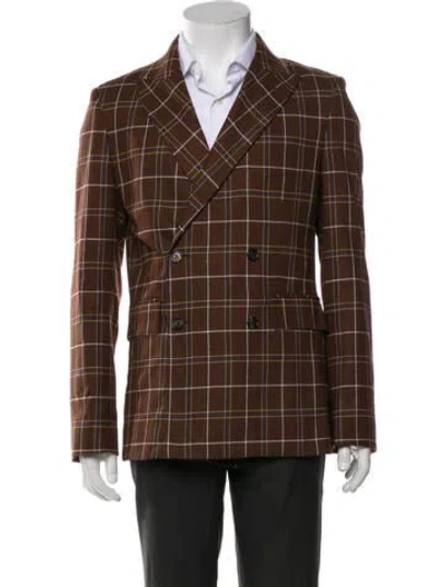 Pre-owned Bode Plaid Print Peacoat In Brown