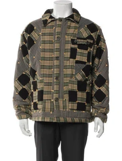 Pre-owned Bode Plaid Print Puffer Coat In Neutral