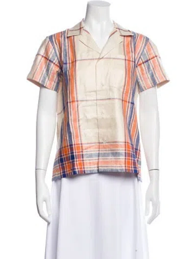 Pre-owned Bode Plaid Print Short Sleeve Button-up Top W/ Tags In Multi