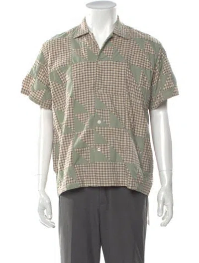 Pre-owned Bode Plaid Print Short Sleeve Shirt In Green