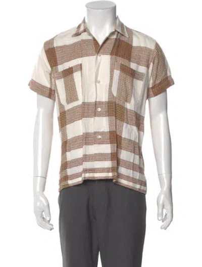 Pre-owned Bode Plaid Print Short Sleeve Shirt In Neutral