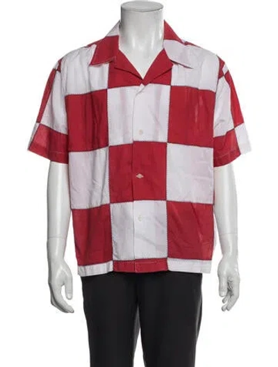 Pre-owned Bode Plaid Print Short Sleeve Shirt In Red