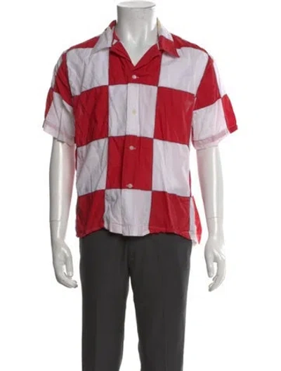 Pre-owned Bode Plaid Print Short Sleeve Shirt In Red