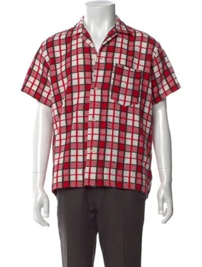 Pre-owned Bode Plaid Print Short Sleeve Shirt W/ Tags In Red