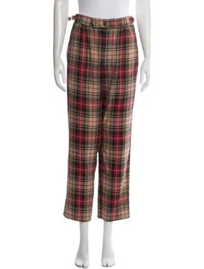 Pre-owned Bode Plaid Print Straight Leg Pants In Multicolor