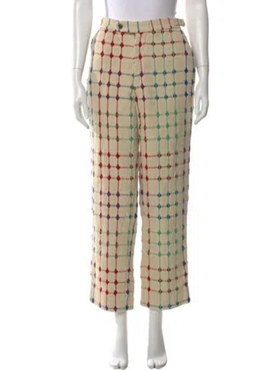 Pre-owned Bode Plaid Print Straight Leg Pants In Neutral