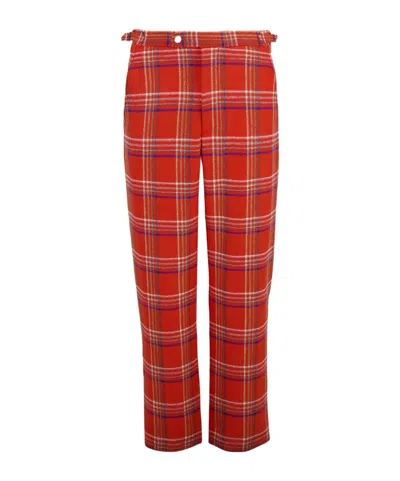 Bode Gable Plaid Wool Flannel Straight Pants In Multi