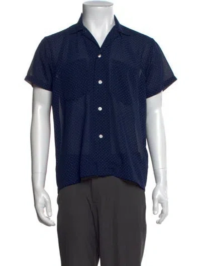 Pre-owned Bode Polka Dot Print Short Sleeve Shirt In Blue