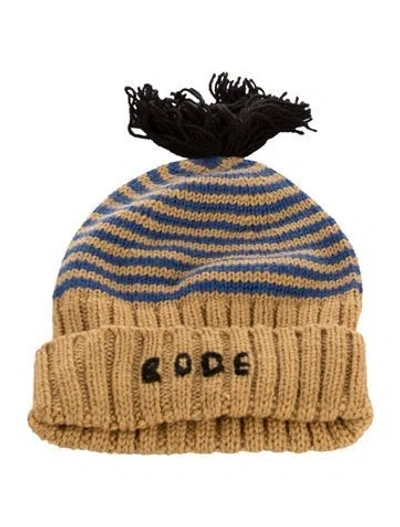 Pre-owned Bode Pom Pom Winter Beanie In Blue/yellow